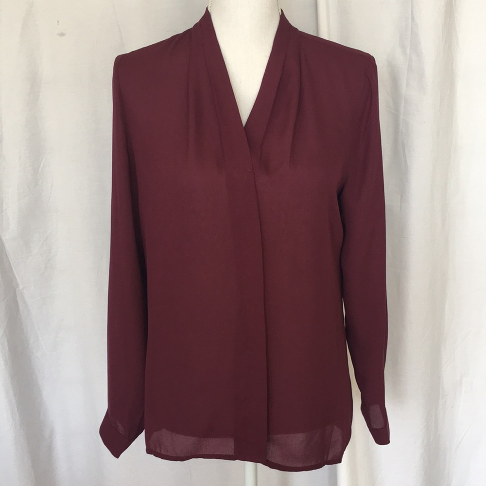 Violet & Claire Hidden Button Semi-Sheer Blouse